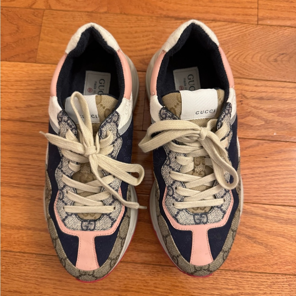 Gucci Multicolor GG Supreme Lace-Up Sneakers - Picture 2 of 7